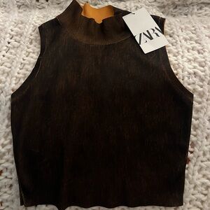 Zara Dark Brown Sleeveless Tank Top